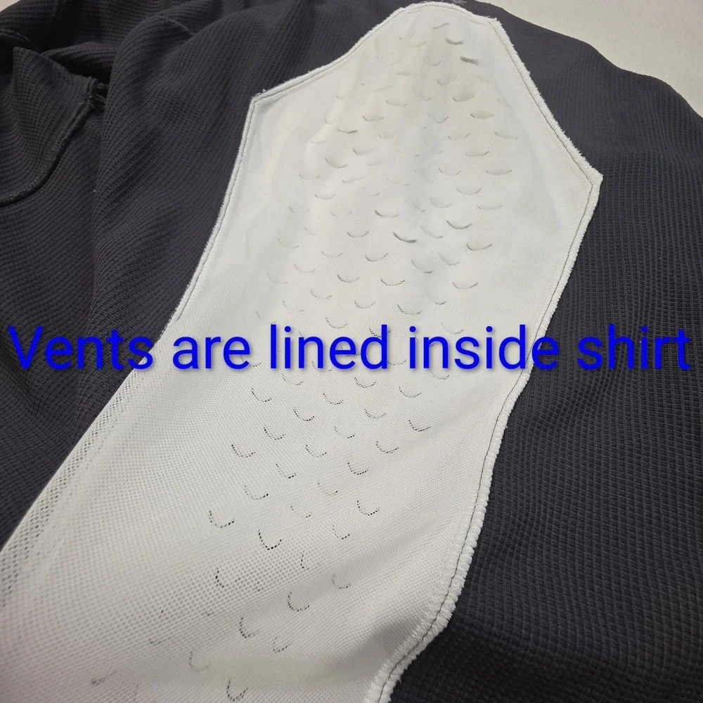Vintage Nike Golf Polo Shirt‎ Mens XL FISH SCALES BACK VENT Gray White  1/4 Zip